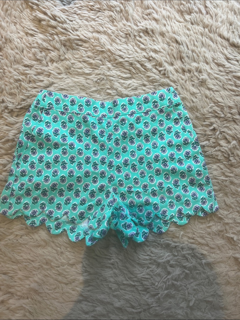 Crewcuts Mint Floral Scallop Hem Shorts 🪻